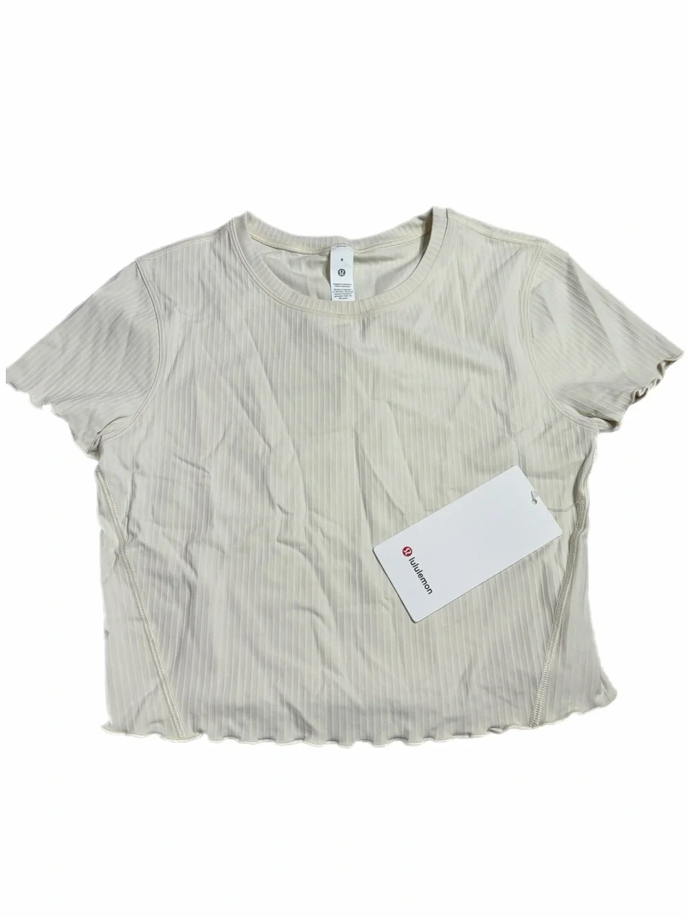 NWT Lululemon Align Lettuce-Hem Baby Tee *Ribbed (Light Ivory) Size 8